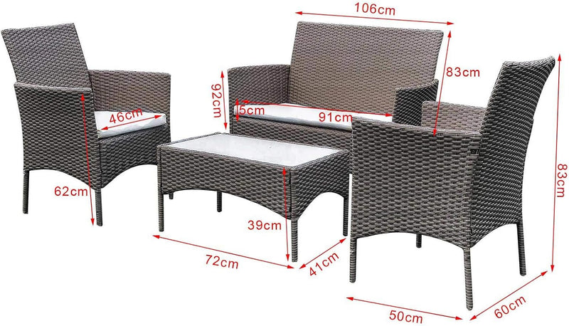 S0009-Br 4 Pieces Garden Furniture Set 1 Table