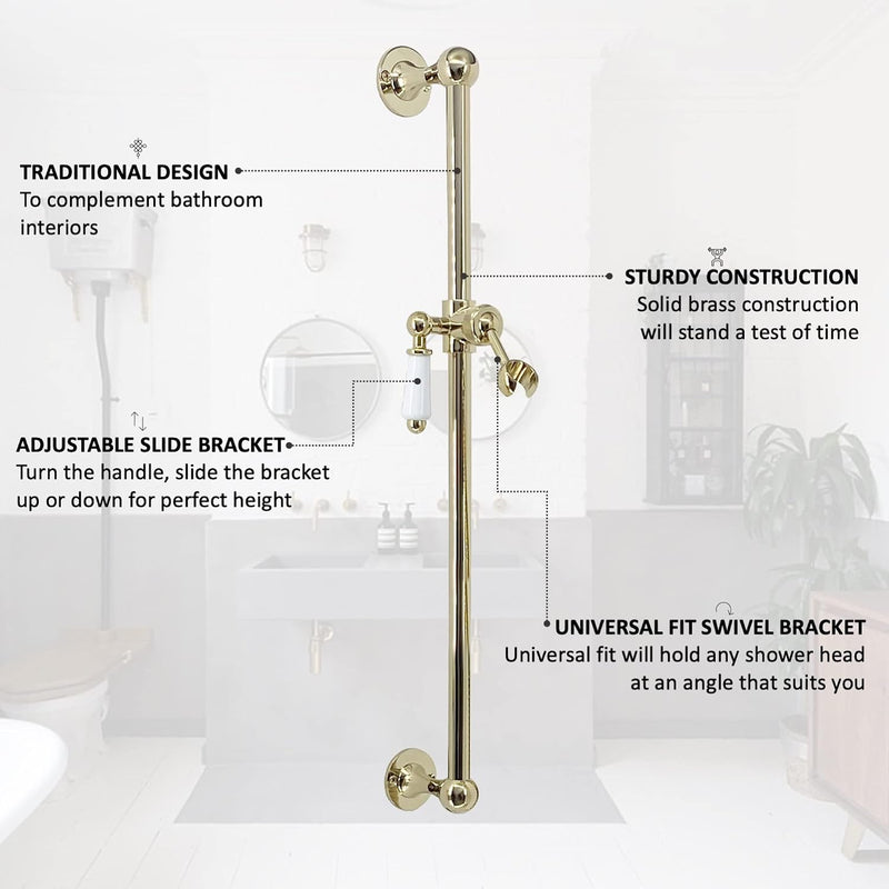 S27 Shower Slide Rail Riser Brass Head Holder