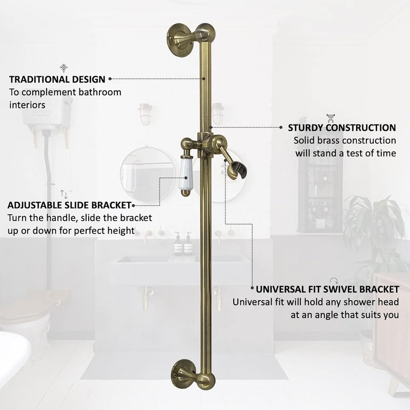 S27 Shower Slide Rail Riser Brass Head Holder