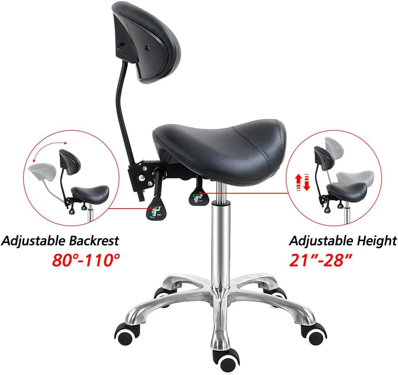 Saddle Stool Massage Rolling Work Chair for Beauty