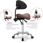 Saddle Stool with Wheels Height Adjustable Anti-Fatigue