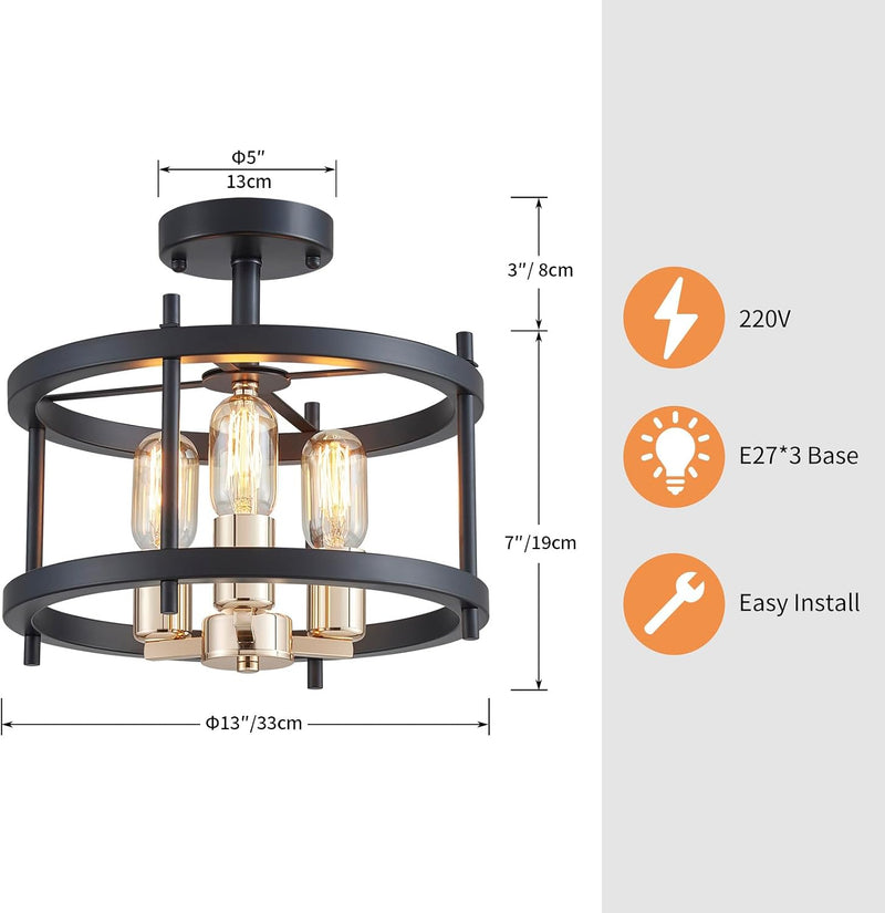 Saint Mossi Vintage Semi Flush Mount Ceiling Light