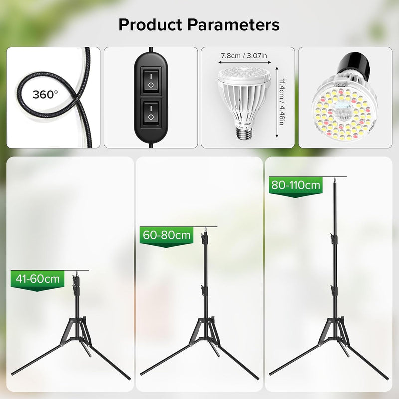 Grow Lights for Indoor Plants 120W 4-Head Full