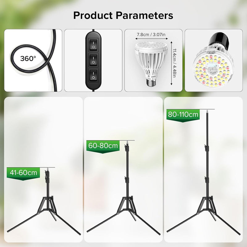 Grow Lights for Indoor Plants 120W 4-Head Full