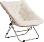 Comfy Saucer Chair with Ottoman Oversized Foldable Faux