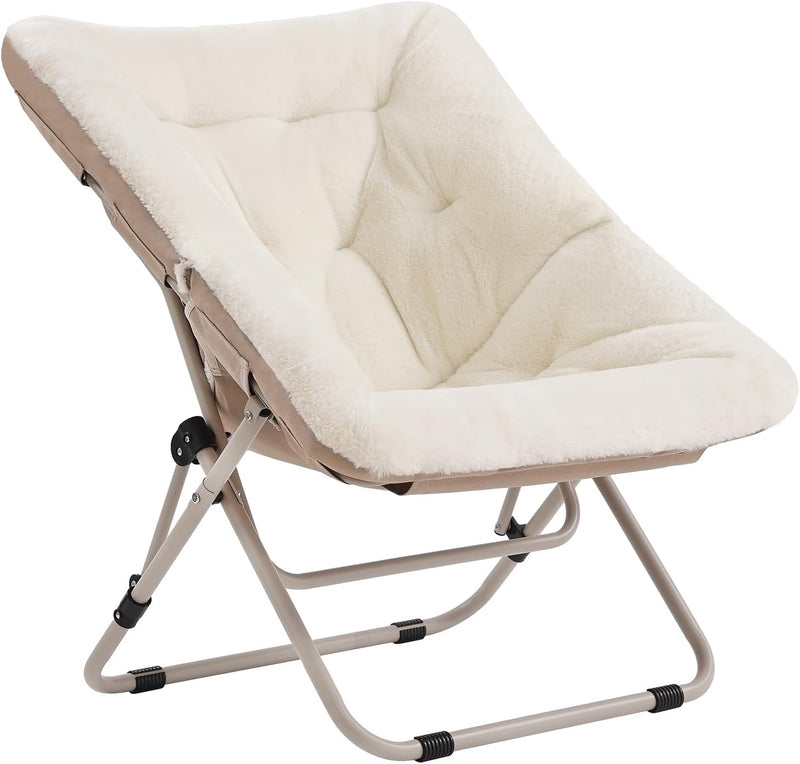 Comfy Saucer Chair with Ottoman Oversized Foldable Faux