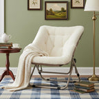 Comfy Saucer Chair with Ottoman Oversized Foldable Faux