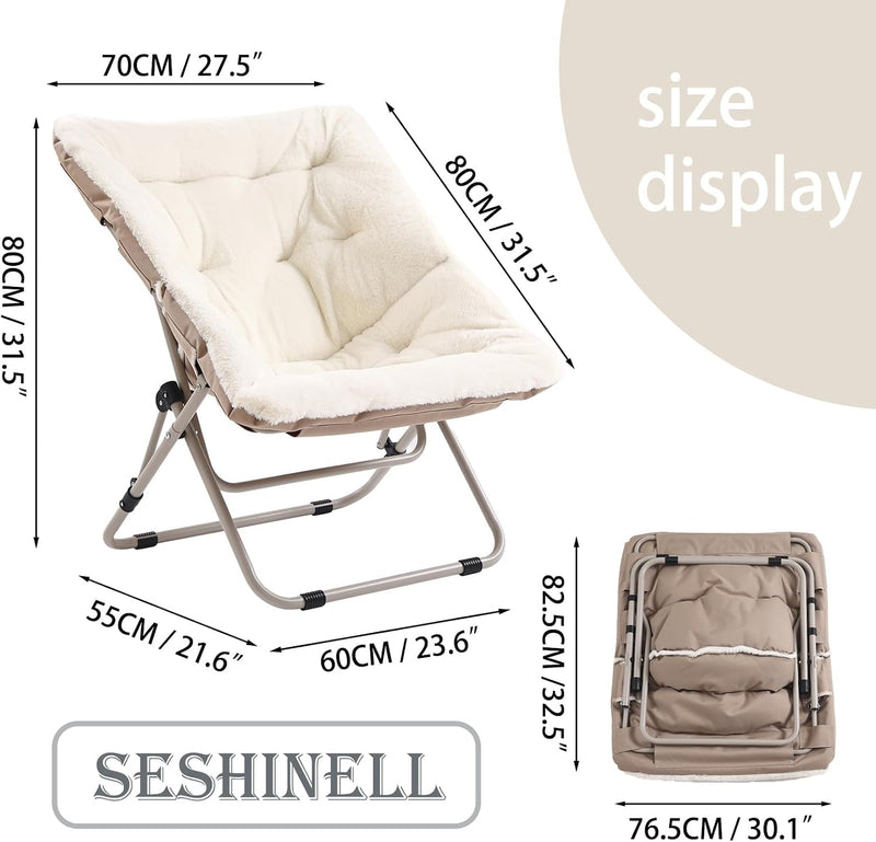 Comfy Saucer Chair with Ottoman Oversized Foldable Faux