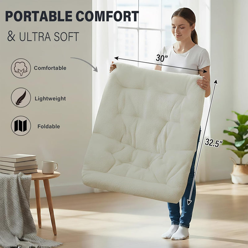Comfy Saucer Chair with Ottoman Oversized Foldable Faux