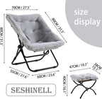 Comfy Saucer Chair with Ottoman Oversized Foldable Faux