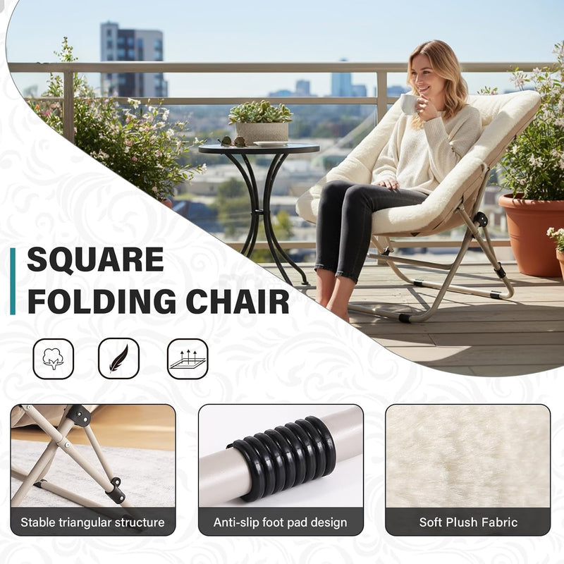 Comfy Saucer Chair with Ottoman Oversized Foldable Faux