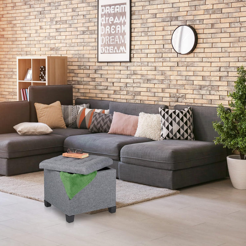 Seat Stool with Storage Space Ottoman Foam Padding