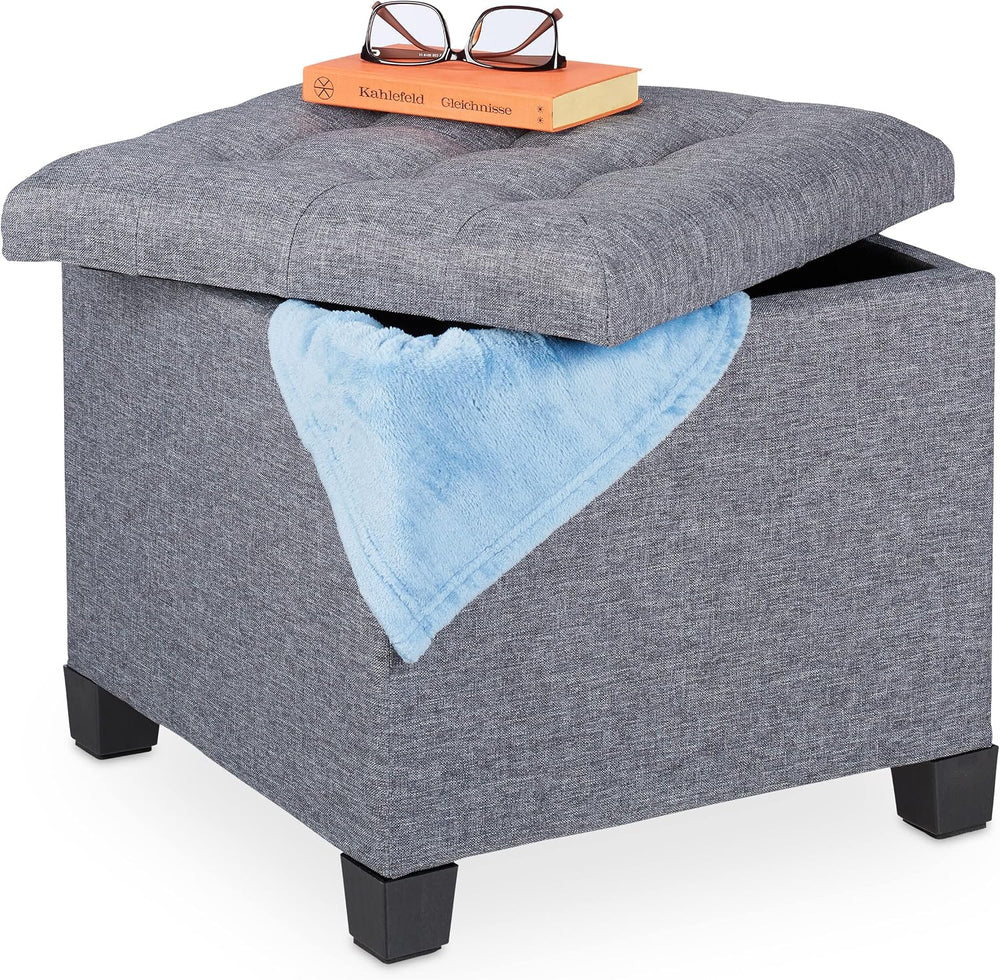 Seat Stool with Storage Space Ottoman Foam Padding