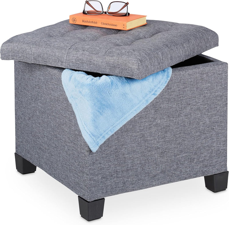 Seat Stool with Storage Space Ottoman Foam Padding