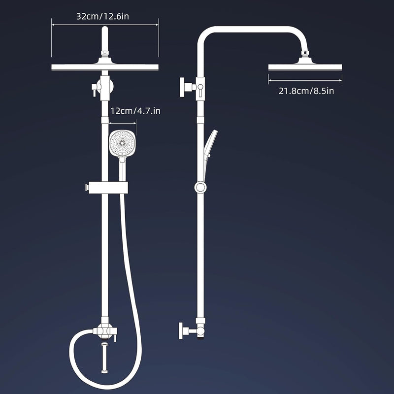 Self-Cleaning Rainfall Shower Kit 304 Stainless