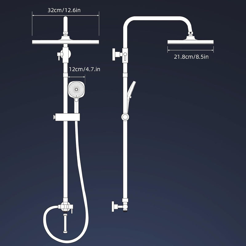 Self-Cleaning Rainfall Shower Kit 304 Stainless