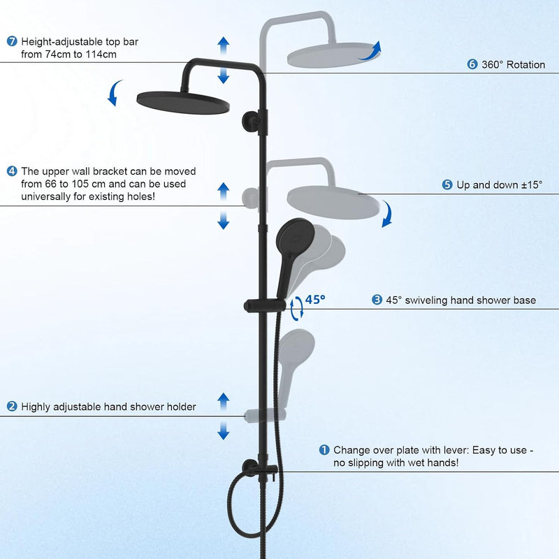 Self-Cleaning Rainfall Shower Kit 304 Stainless
