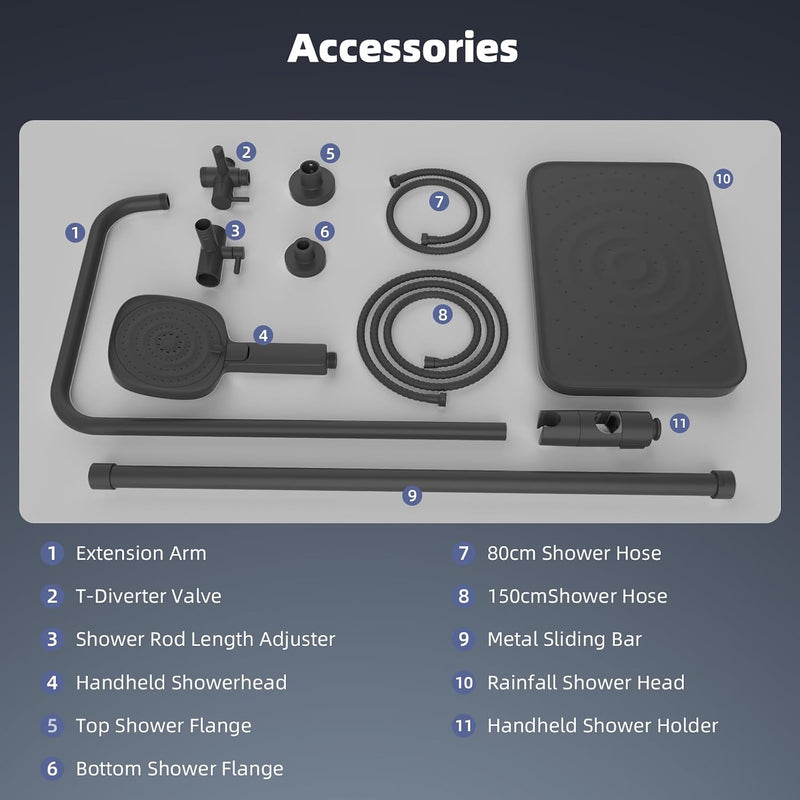 Self-Cleaning Rainfall Shower Kit 304 Stainless