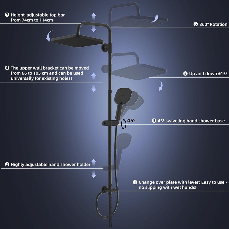 Self-Cleaning Rainfall Shower Kit 304 Stainless