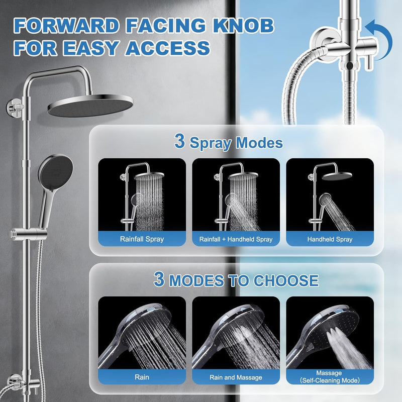 Self-Cleaning Rainfall Shower Kit 304 Stainless