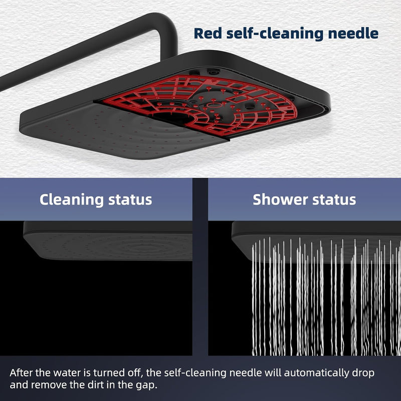 Self-Cleaning Rainfall Shower Kit 304 Stainless