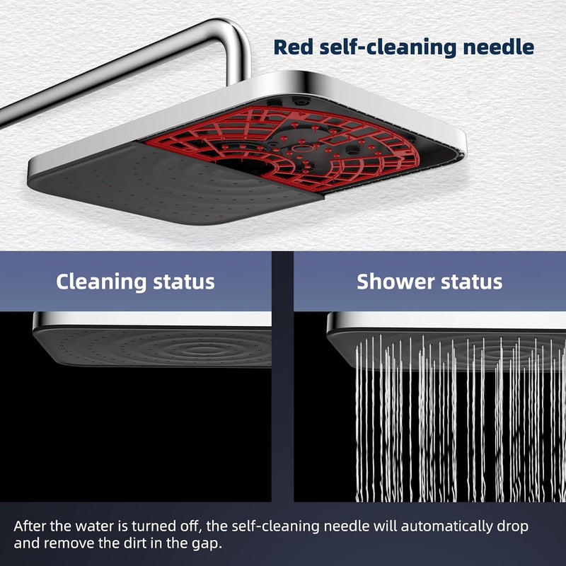 Self-Cleaning Rainfall Shower Kit 304 Stainless