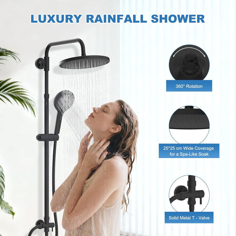 Self-Cleaning Rainfall Shower Kit 304 Stainless