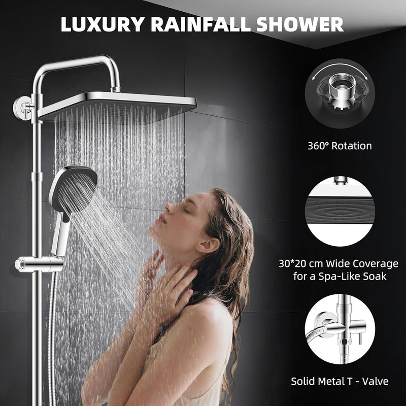 Self-Cleaning Rainfall Shower Kit 304 Stainless