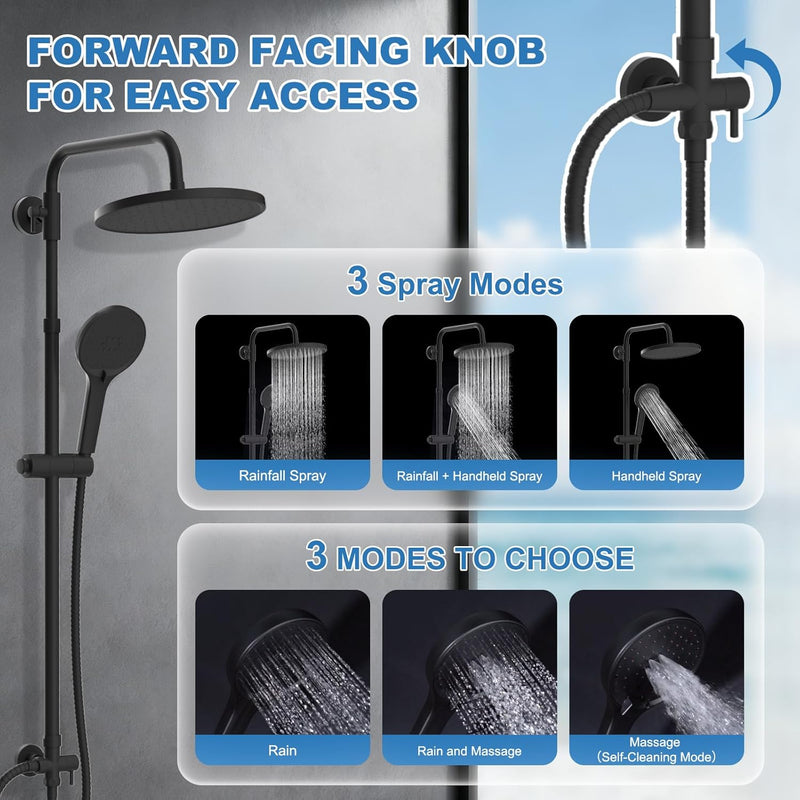 Self-Cleaning Rainfall Shower Kit 304 Stainless