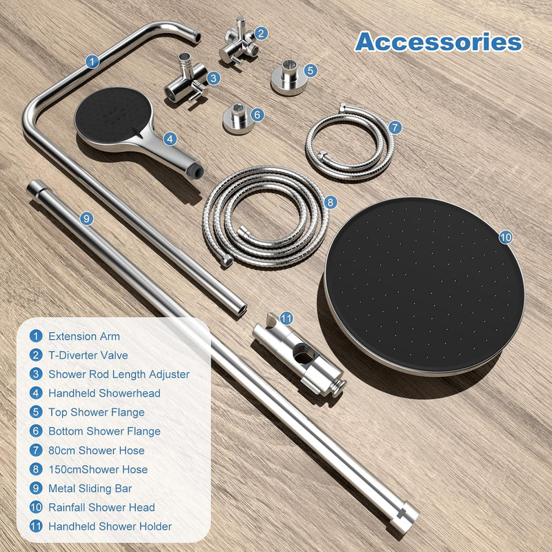 Self-Cleaning Rainfall Shower Kit 304 Stainless