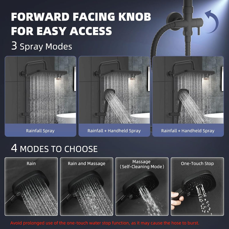 Self-Cleaning Rainfall Shower Kit 304 Stainless