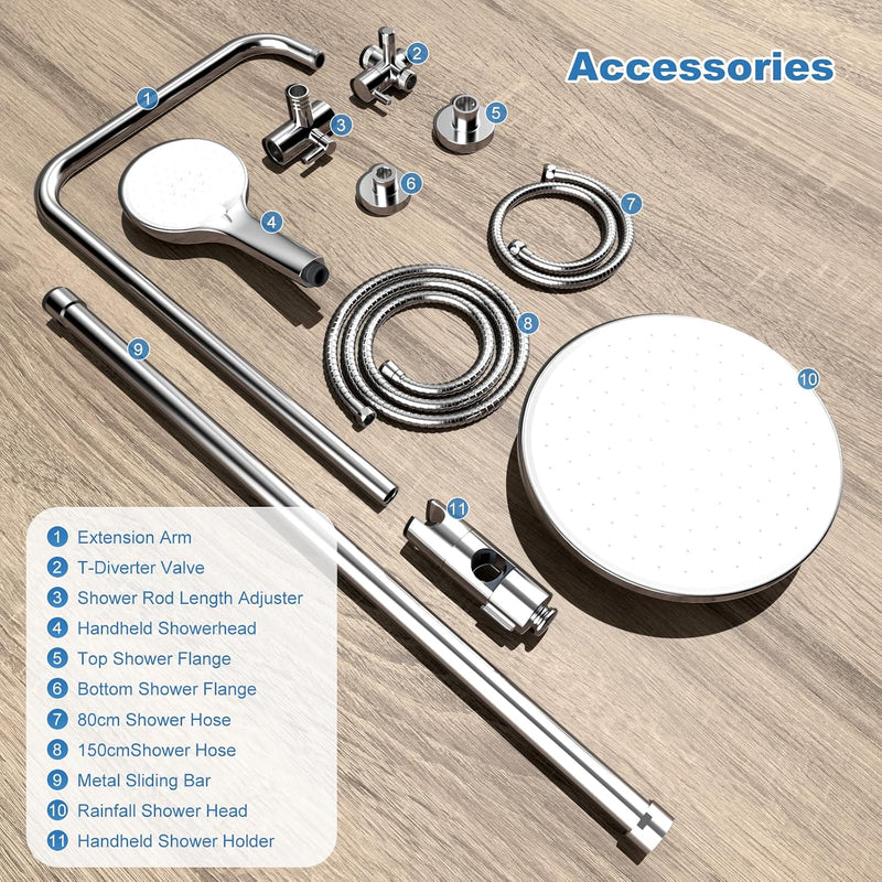 Self-Cleaning Rainfall Shower Kit 304 Stainless