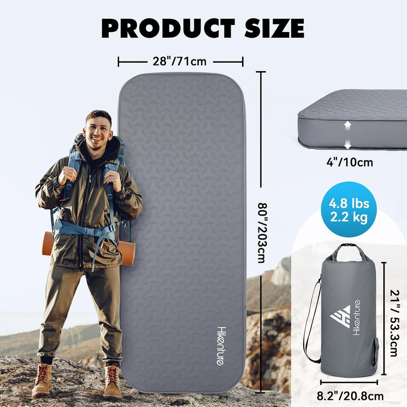Self-Inflating Sleeping Pad Camping Mattress 9.5 R-Value