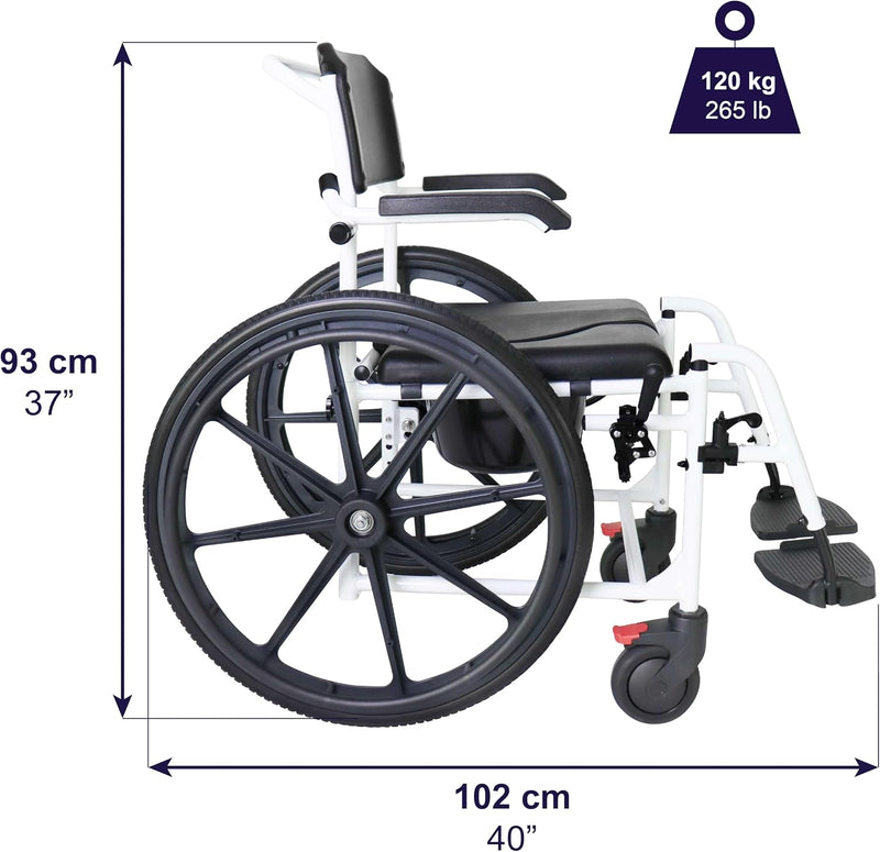 Self Propelled Shower Wheelchair Commode Toilet Chair 2