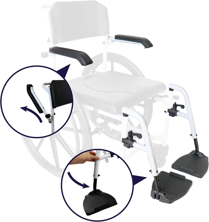 Self Propelled Shower Wheelchair Commode Toilet Chair 2