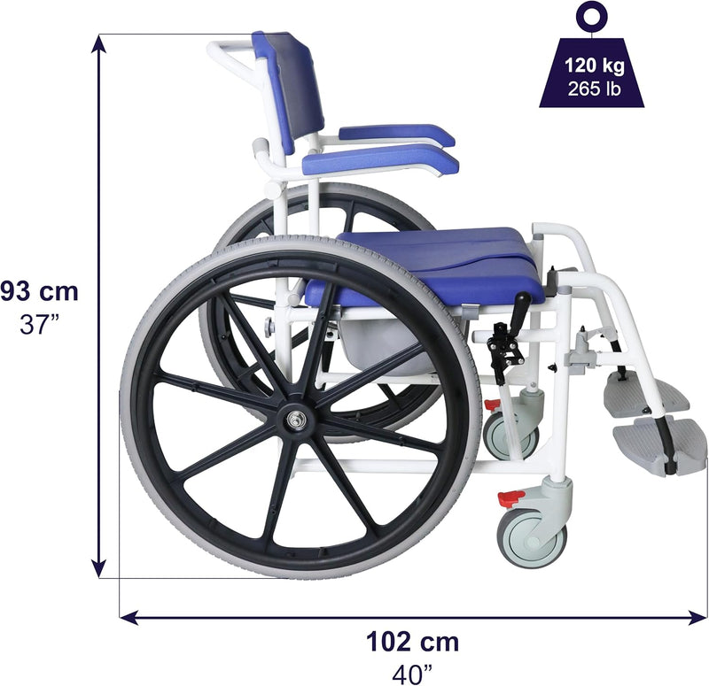 Self Propelled Shower Wheelchair Commode Toilet Chair 2