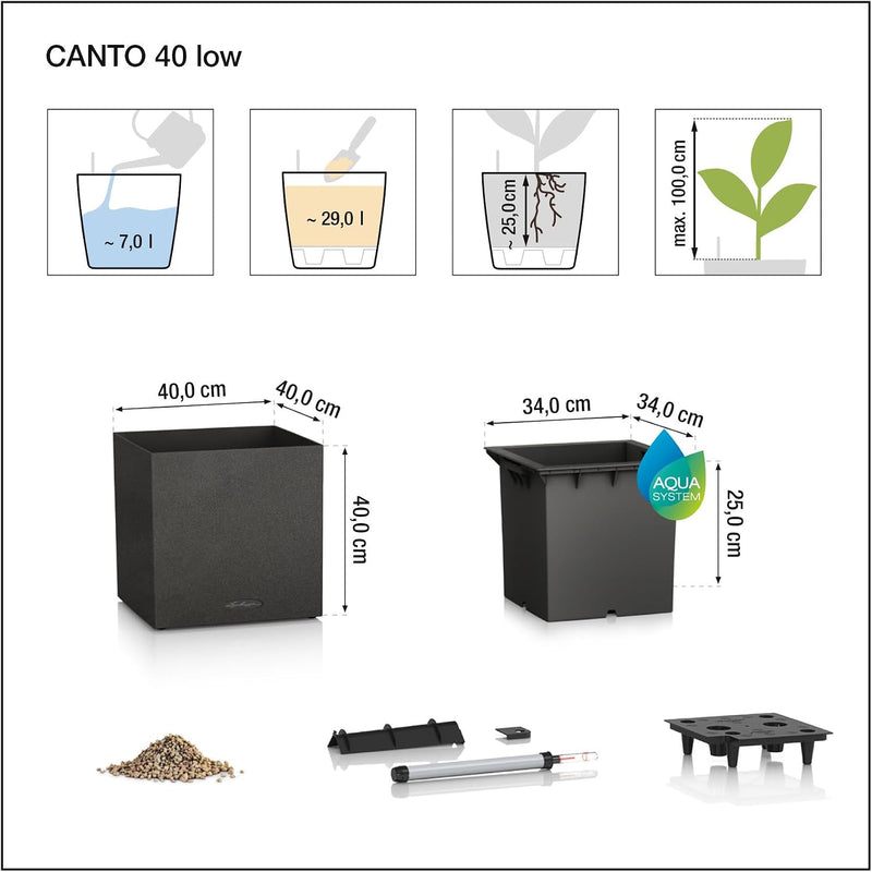 Self Watering Plant Pot Canto Stone 40 Low