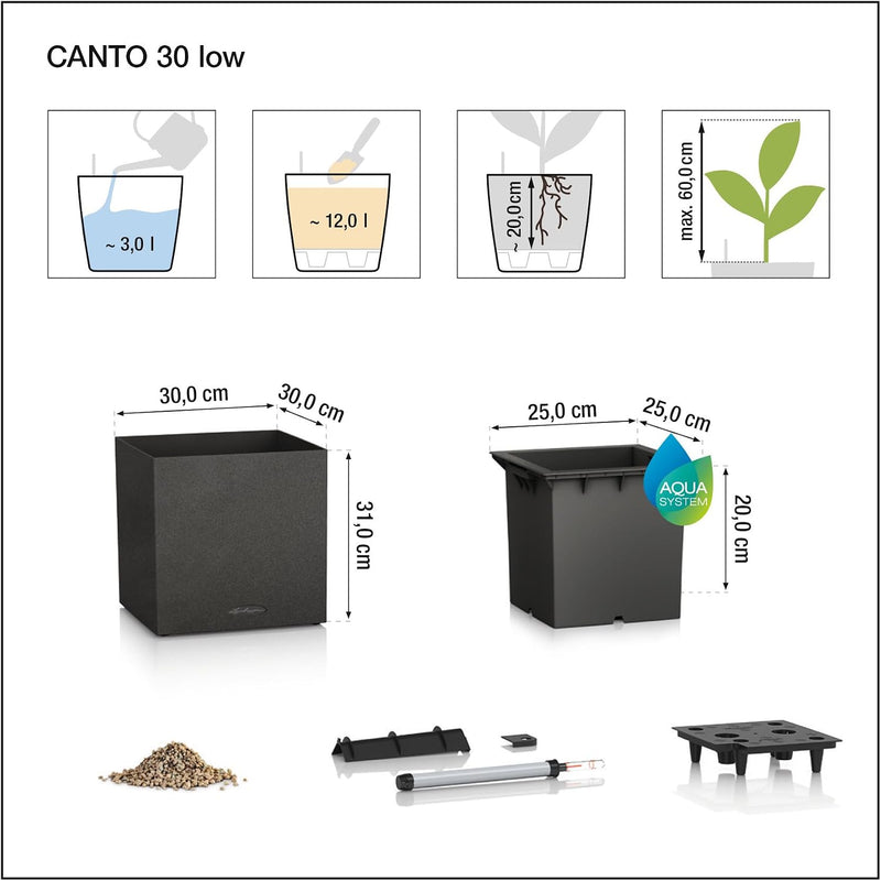 Self Watering Plant Pot Canto Stone 40 Low