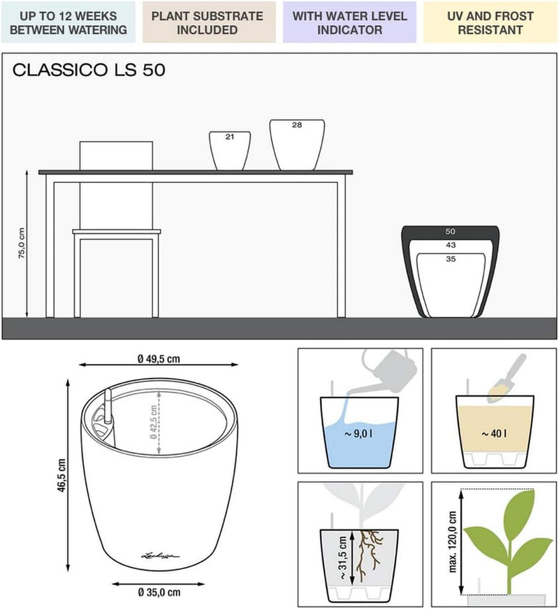 Self Watering Plant Pot Classico 35 Ls Garden (1 Pack)