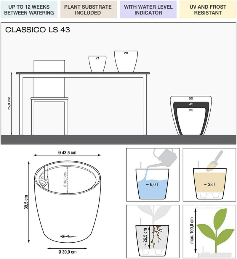 Self Watering Plant Pot Classico 35 Ls Garden (1 Pack)