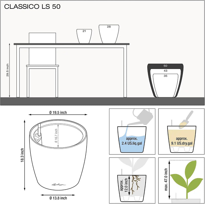 Self Watering Plant Pot Classico 35 Ls Garden
