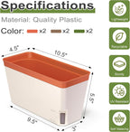 Self Watering Plant Pots 10.5 Inch Rectangular Windowsill (Set of 3)