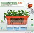 Self Watering Plant Pots 10.5 Inch Rectangular Windowsill (Set of 3)
