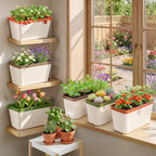 Self Watering Plant Pots 10.5 Inch Rectangular Windowsill (Set of 3)