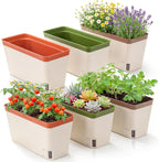 Self Watering Plant Pots 10.5 Inch Rectangular Windowsill (Set of 3)