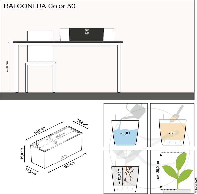 Self Watering Plant Pots Balconera Colour 2 X (2 Pack)