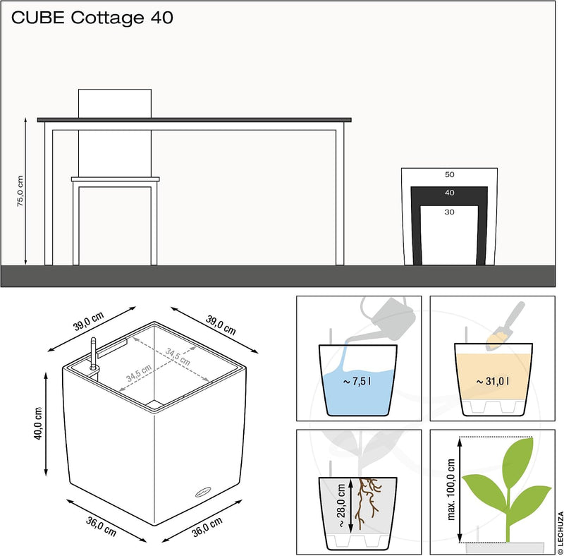 Self Watering Plant Pots Cube Cottage 40 Rattan