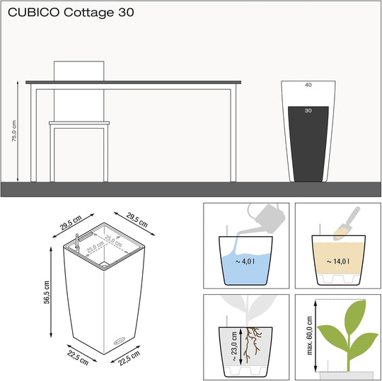 Self Watering Plant Pots Cubico Cottage 40 Large