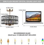 Semi Flush Mount Ceiling Light 6 Dimmable Crystal