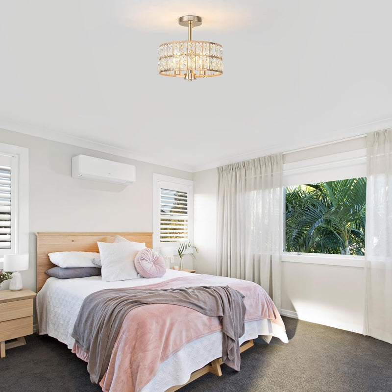 Semi Flush Mount Ceiling Light 6 Dimmable Crystal
